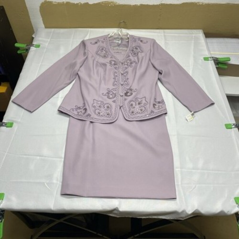 R&M Richards by Karen Kwong Lavender Embellished Two-Piece Skirt and Jacket Set